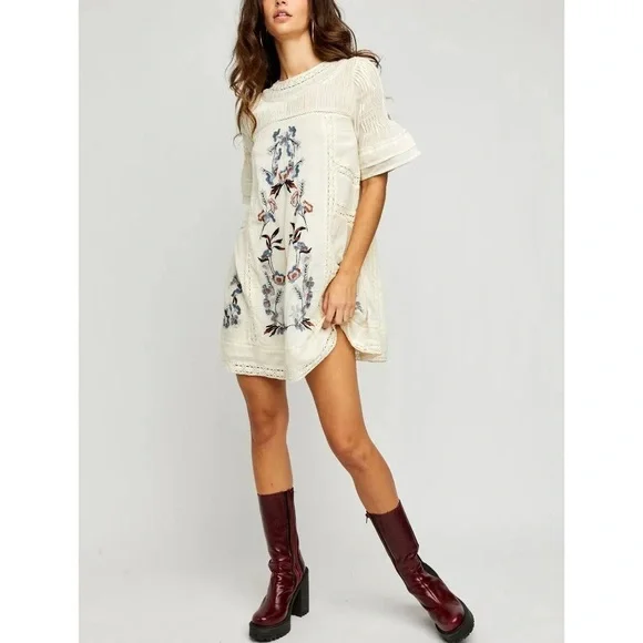 Free People Perfectly Victorian Floral Embroidered Mini Dress - Picture 2 of 11